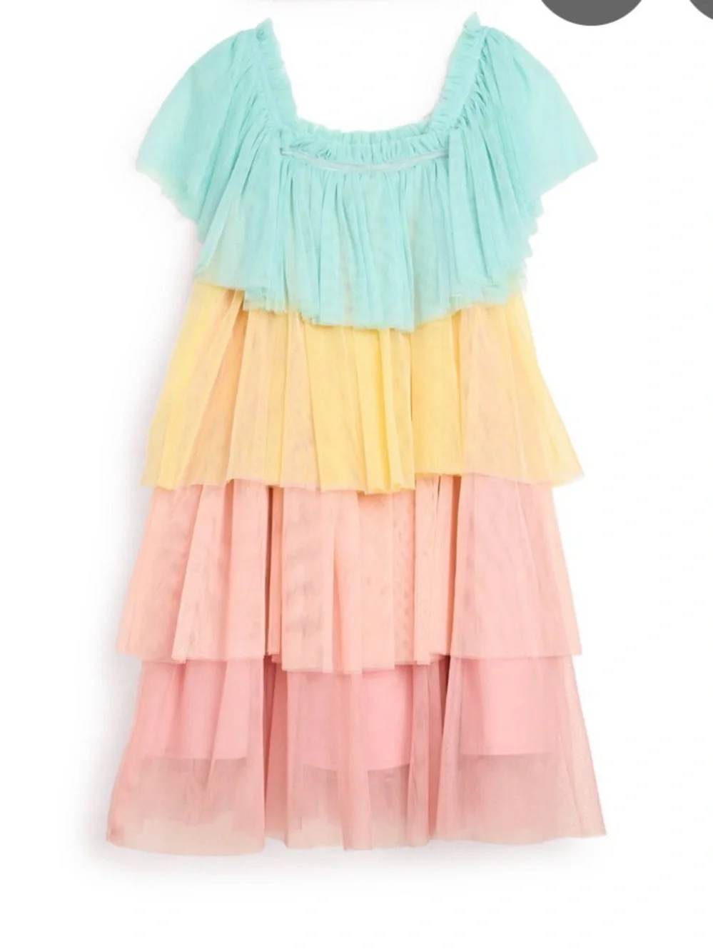 Meri Meri Rainbow Princess Dress - Mint, Yellow & Pink EUC Size 3-4